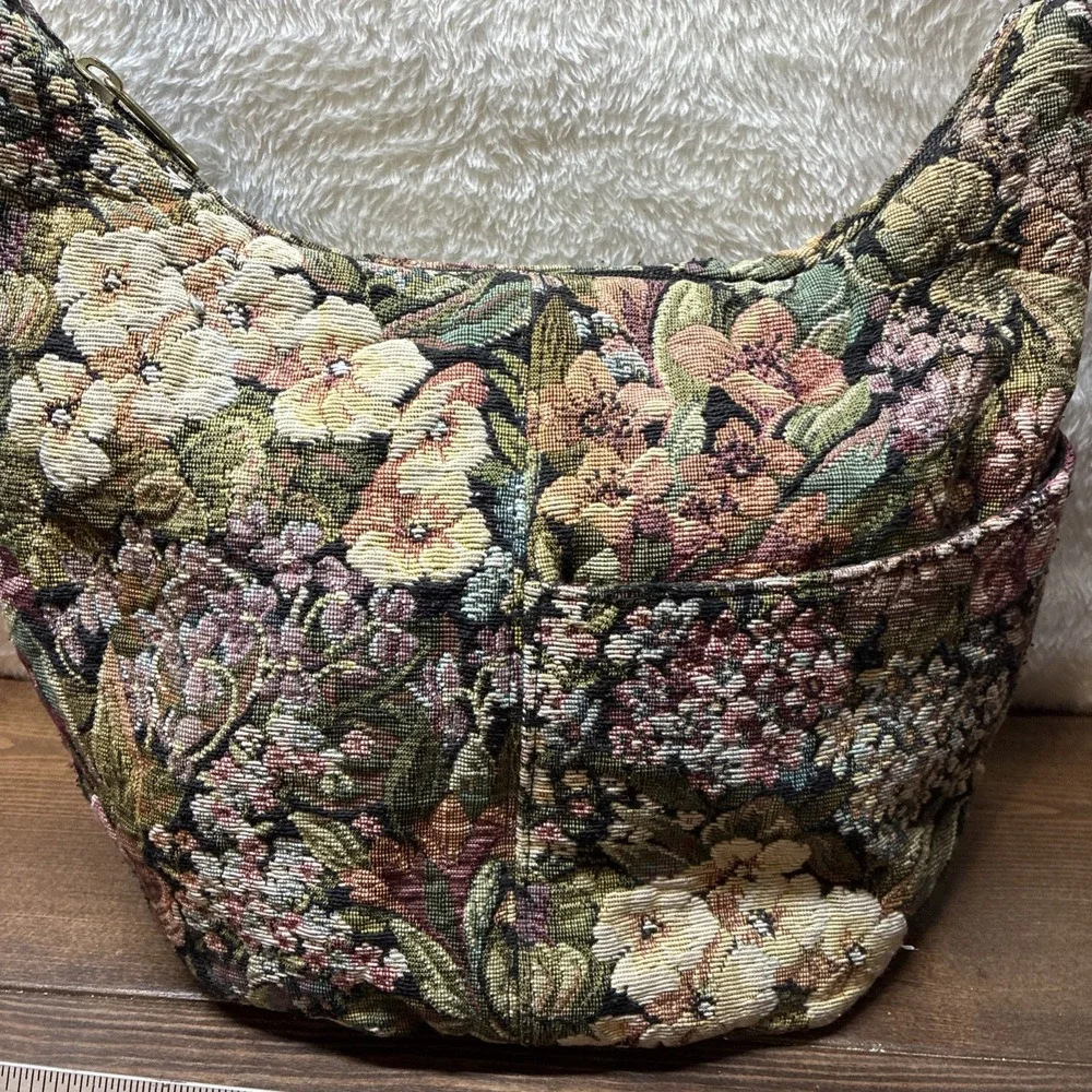 Vintage Floral Tapestry Shoulder Bag Wallet Set Multicolor Grandmacore